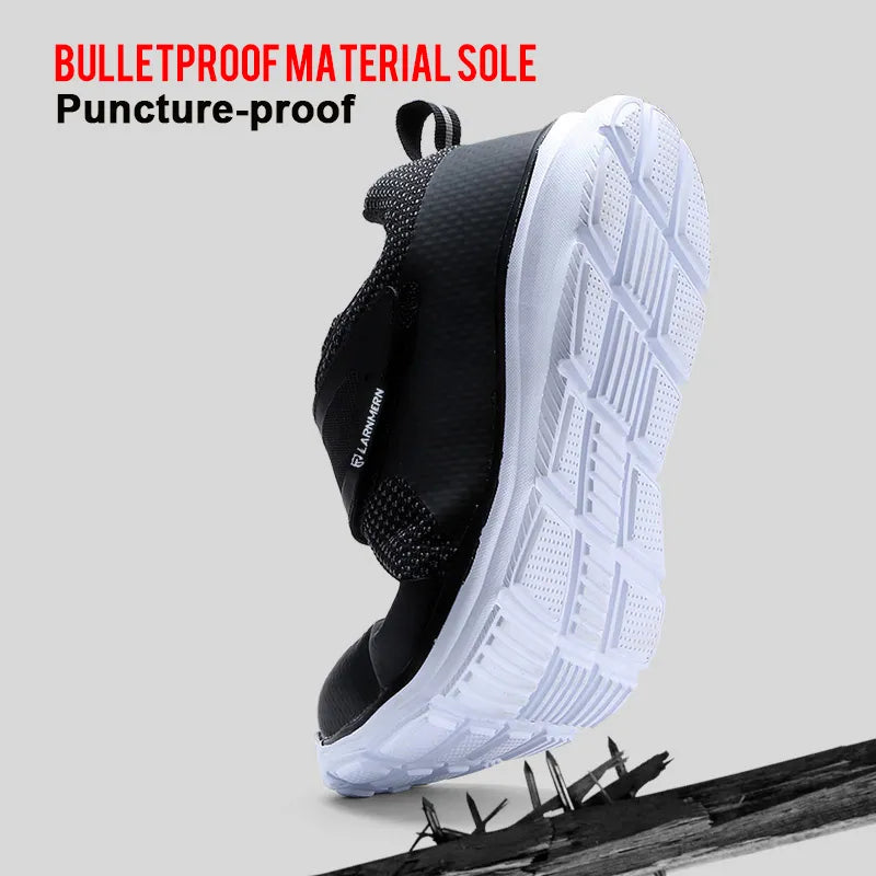 LARNMERN Men's Safety Shoes Steel Toe Construction Protective Footwear Lightweight 3D Shockproof Work Sneaker Shoes For Men