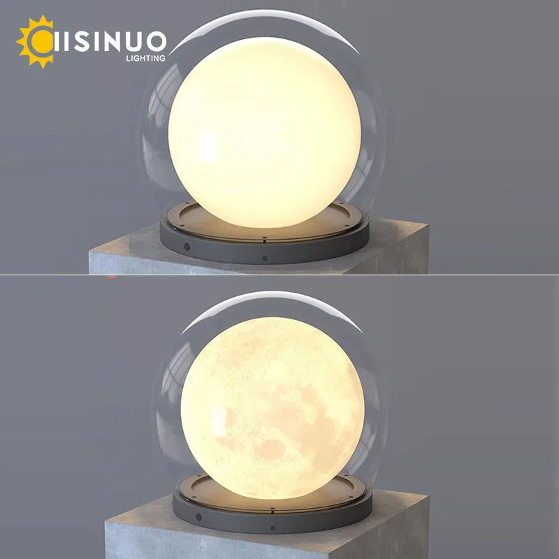 Creative Moon Pillar Lights Outdoor Waterproof LED Round Landscape  Garden, Courtyard Villa Lighting Fixture