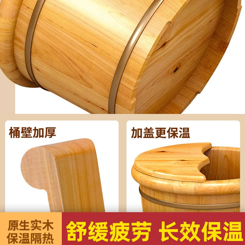 Cedar wood foot soaking bucket household solid washing insulation wood soak barrel bath foot washing