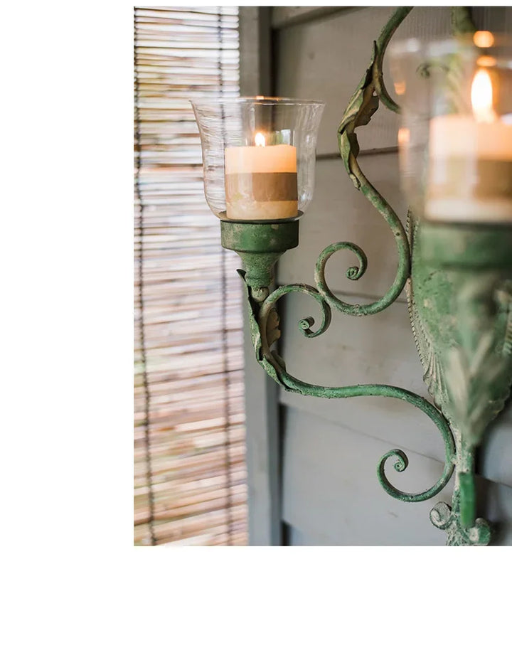 Juhan-Wall Hanging Candlestick, Wind Lamp, Retro Iron Art, Renovation Decoration, Grocery, Garden, Courtyard, French Style