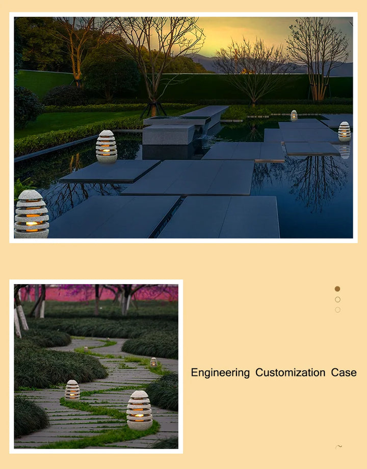 Japanese Style Zen Temple Outdoor Simulation Egg Light Garden Villa Courtyard Outdoor Waterproof Lamp Landscape Led Lawn Lamp