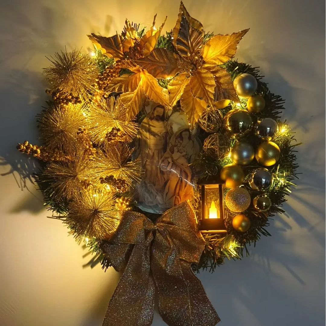 Christmas Wreath for Front Door Red Gold Window Wall Door Decorations 2025 Christmas Garland Ornament