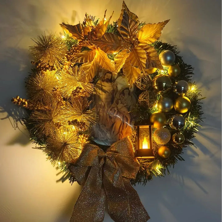 Christmas Wreath for Front Door Red Gold Window Wall Door Decorations 2025 Christmas Garland Ornament