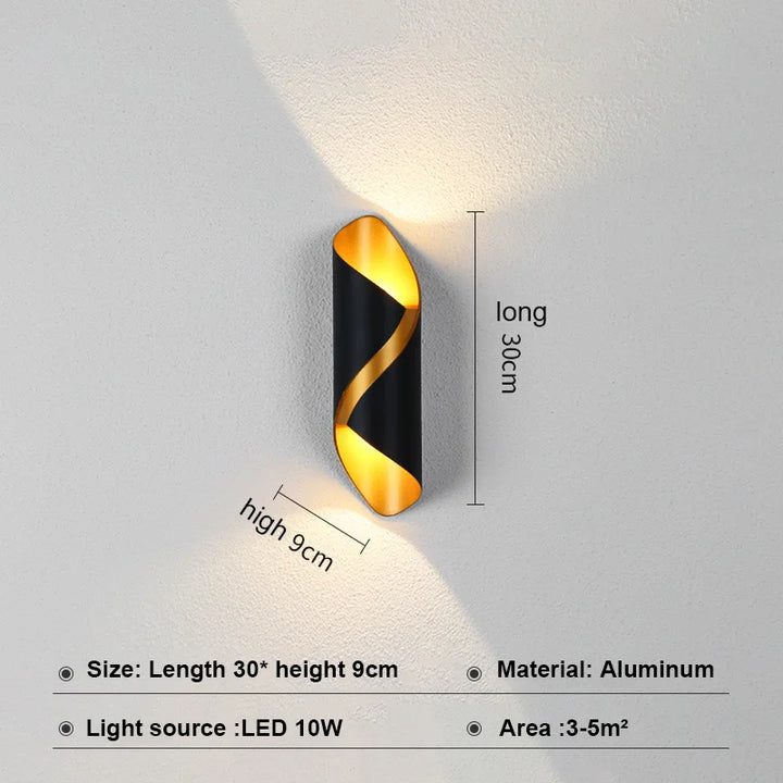 Creative Spiral Design LED Wall Light 10W Indoor Outdoor Waterproof Lamp Modern Nordic Terrace Corridor Courtyard Decor Lights