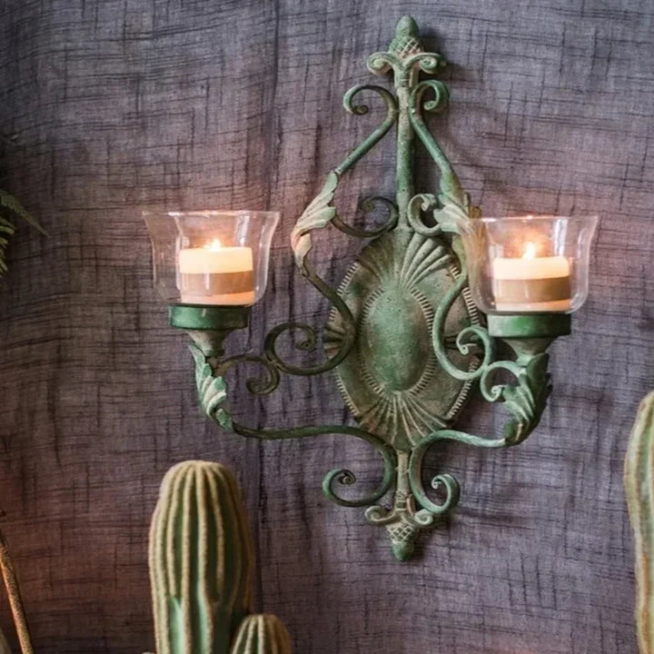 Juhan-Wall Hanging Candlestick, Wind Lamp, Retro Iron Art, Renovation Decoration, Grocery, Garden, Courtyard, French Style