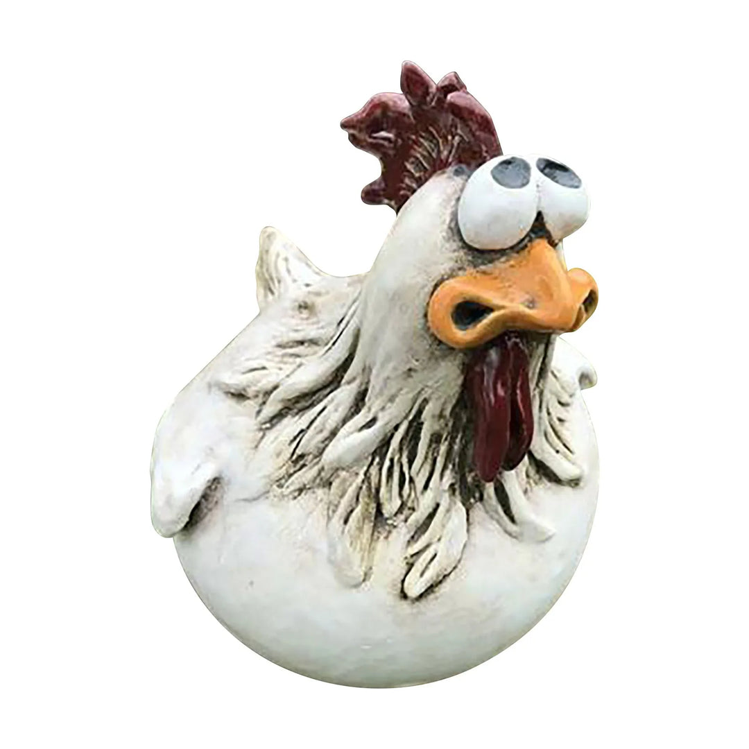 Chicken Sitting on Fence Decor Garden Statues for Fences Rooster Wall Art Yard Sculptures Farm Patio Lawn Decoration