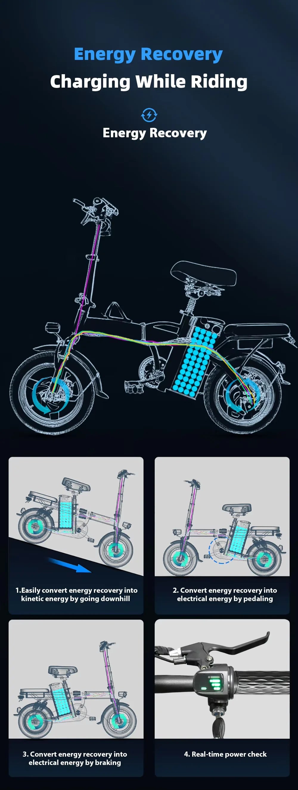 DEEPOWER K300 Electric Bike 400W 48V 30AH Adult Folding Electric Bicycle With Basket Mini Ebike for Urban Commuter Man Woman