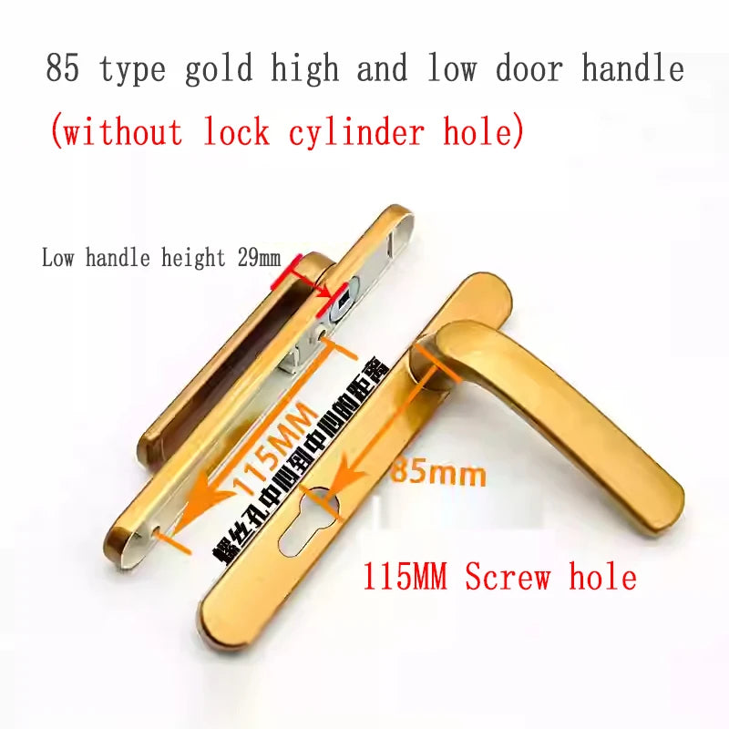 Broken Bridge 8525/9230 Series Screen Door Double Door Aluminum Alloy Black And White Gold And Silver High Low Door Lock Handle