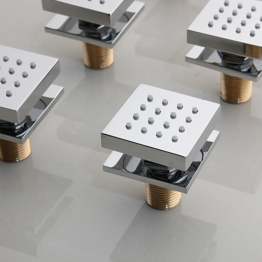 KEMAIDI Bathroom Shower Faucet Set MultifunctionalTemperature Digital Display Shower Systerm Mixer Tap w/ Body Massage Jets