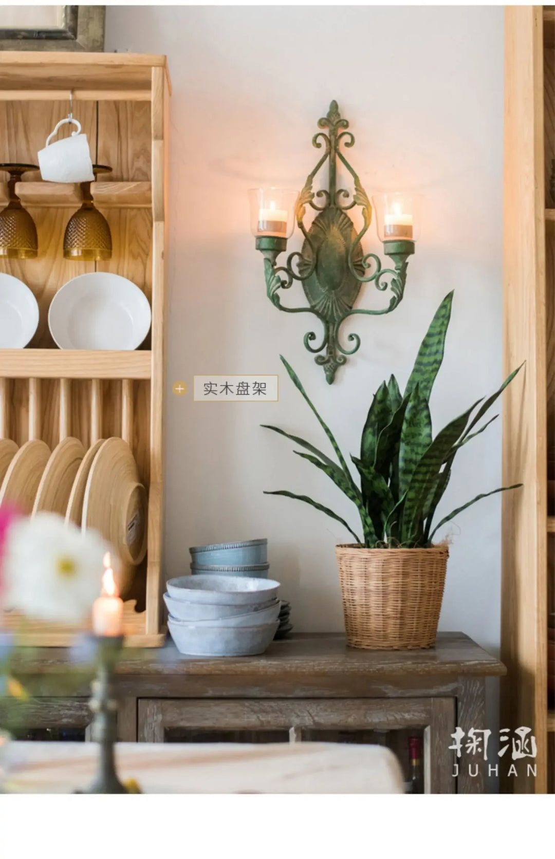 Juhan-Wall Hanging Candlestick, Wind Lamp, Retro Iron Art, Renovation Decoration, Grocery, Garden, Courtyard, French Style