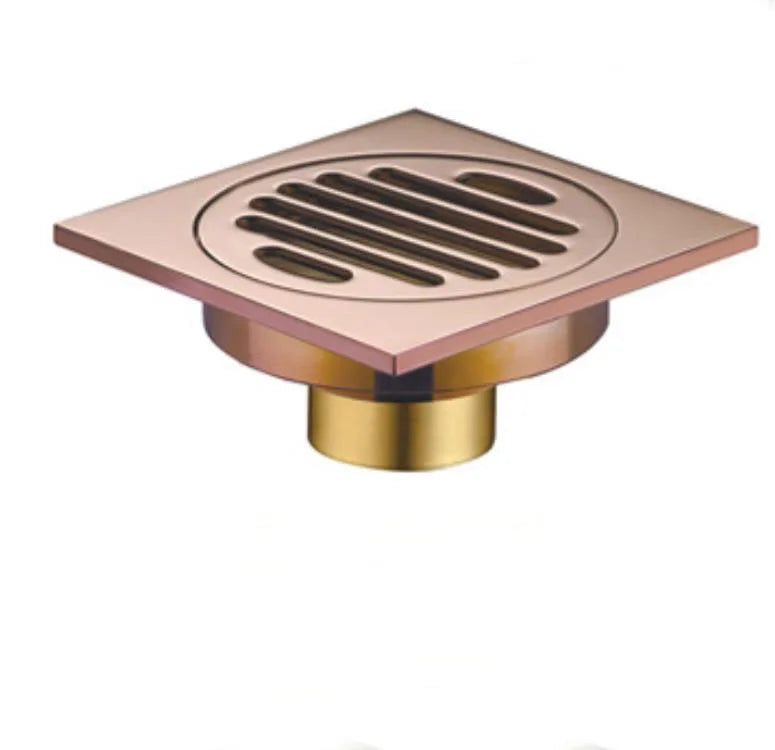 Brass Matte Black Square Style rolse gold Floor Drainer gold Waste drain Bathroom brushed nickel Shower Drain DR087