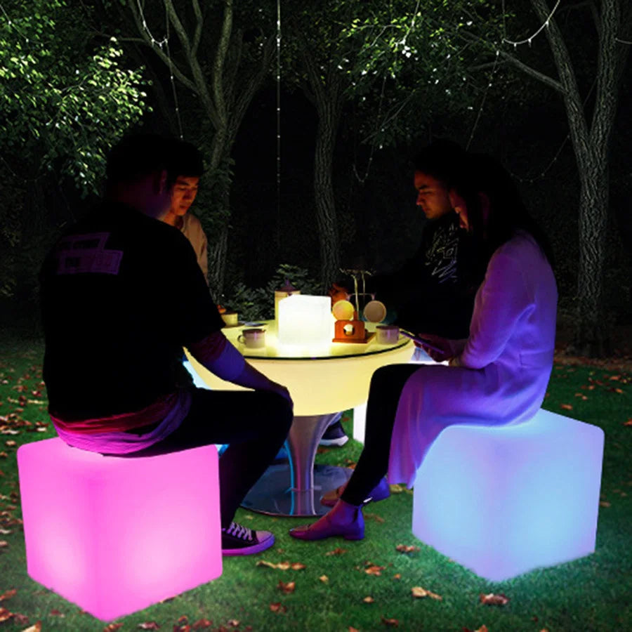 Battery Powered LED Glowing Cube Night Lights Remote 16 Colors Bar KTV Hotel Table Chair Lamps for Wedding Party Garden Decor