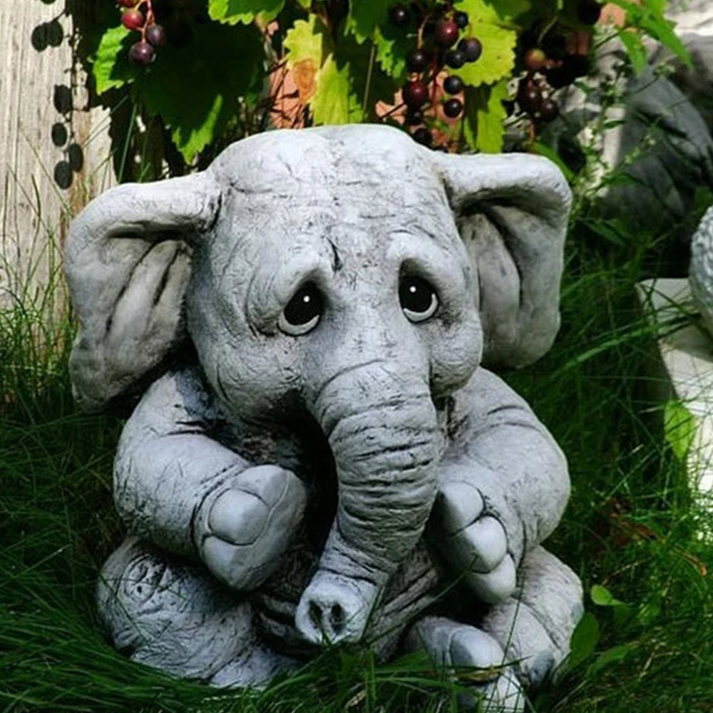 Garden Elephant Statues Outdoor Lightweight Cute Creative Ornament