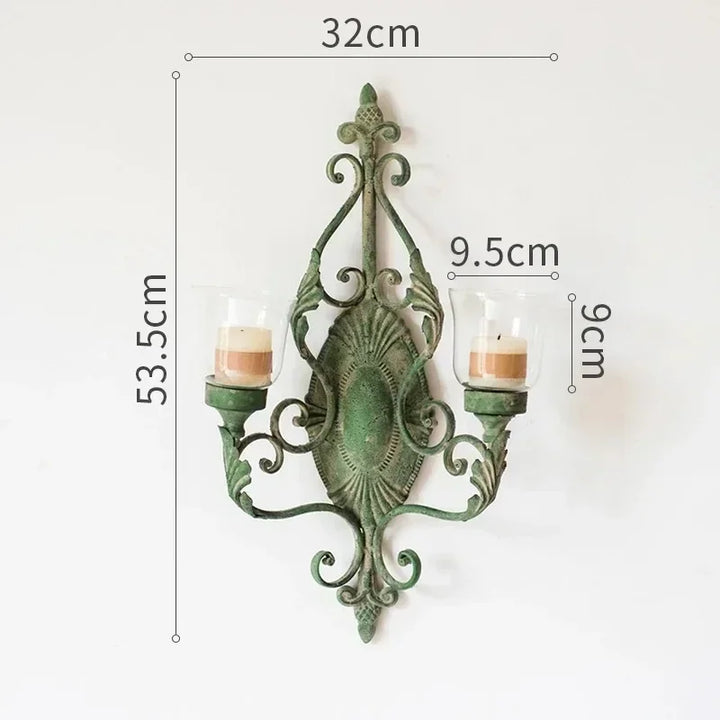 Juhan-Wall Hanging Candlestick, Wind Lamp, Retro Iron Art, Renovation Decoration, Grocery, Garden, Courtyard, French Style