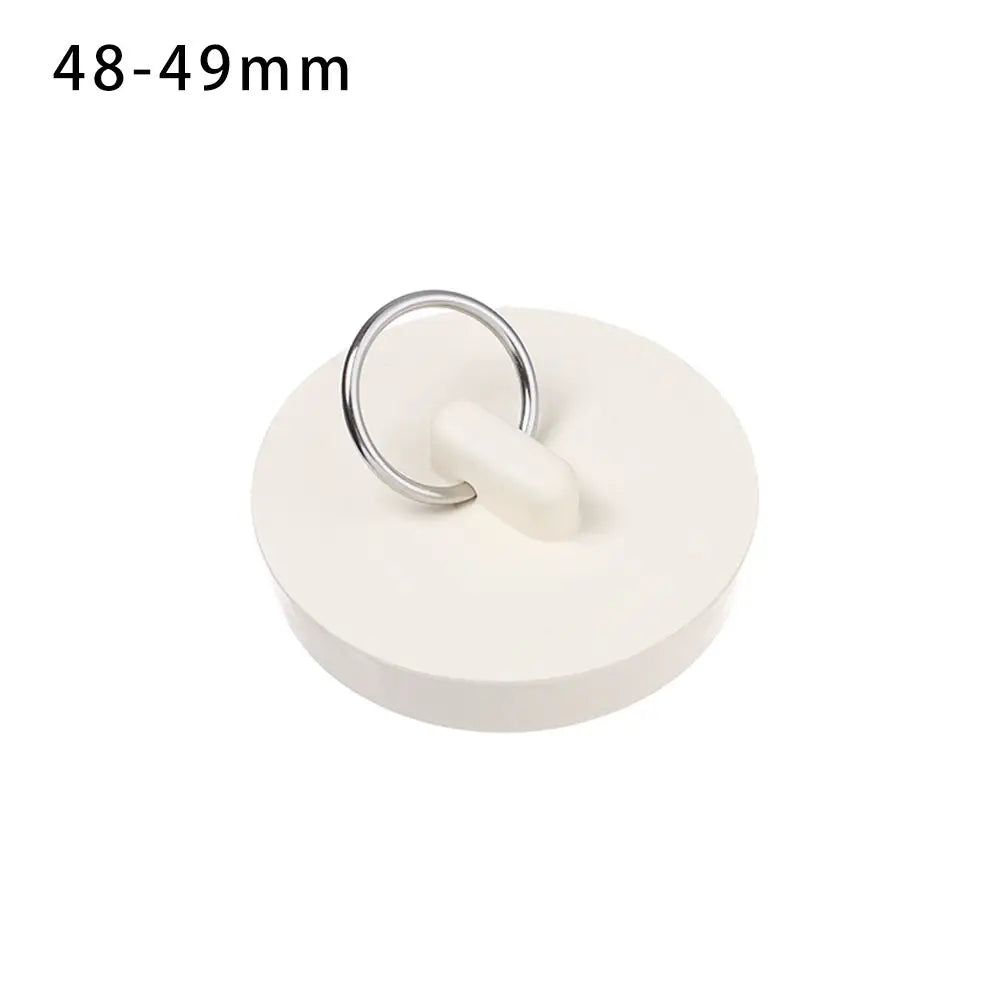 Kitchen Bathroom Water Sink Plug with Hanging Ring Round Rubber Bathtub Stopper Durable White Leakage-proof Sewer Drain Cover