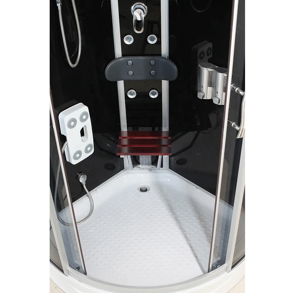 90x90 Corner Bath Room Black Color Design Hydro Massage and Steam Bathroom Shower Cabins