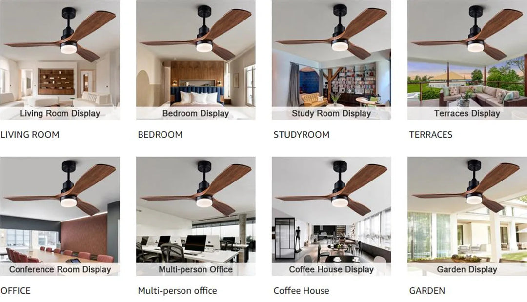 Industrial Ceiling Fans with Lights Remote Control Indoor Outdoor Wood Ceiling Fan with 3 Blade for Patio Living Room Bedroom