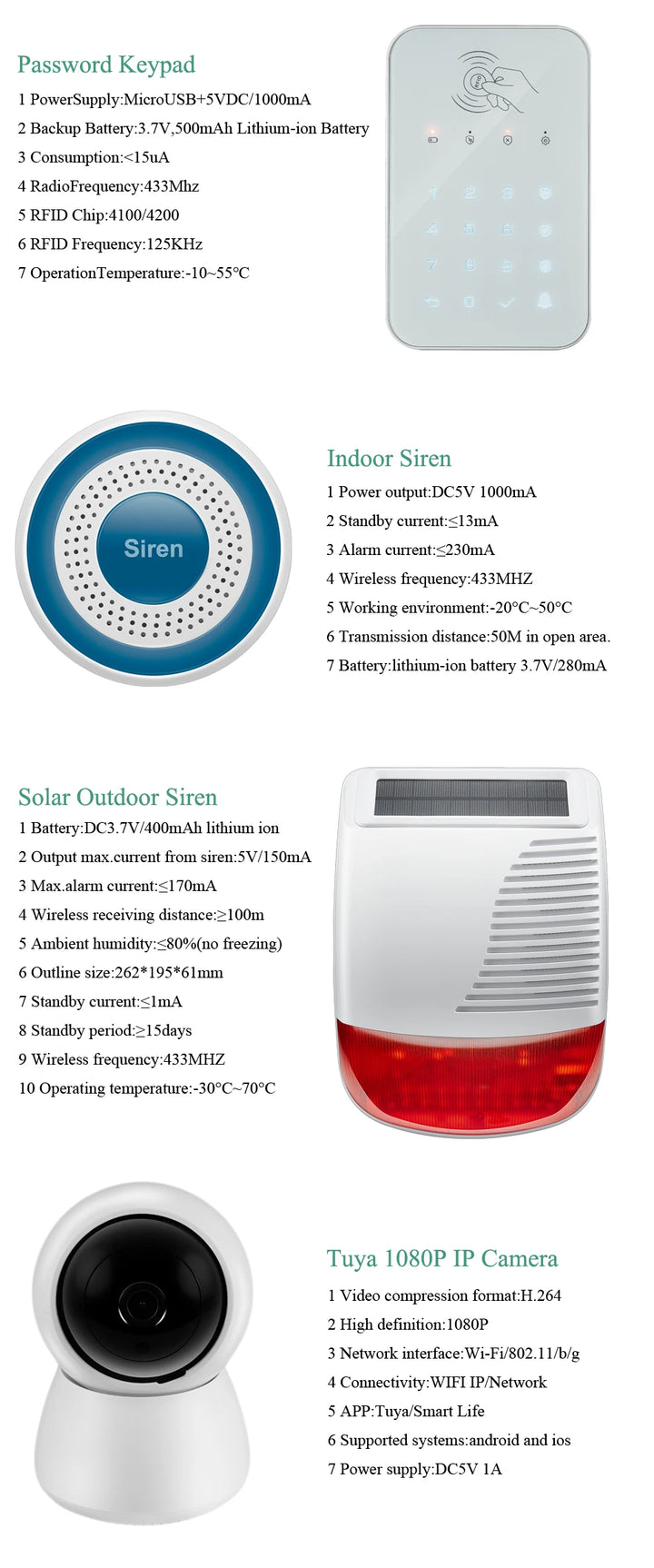 NEW Tuya WIFI W9B Alarm System for Home Burglar Security 433MHz WiFi GSM Alarm Wireless Tuya Smart House App Control