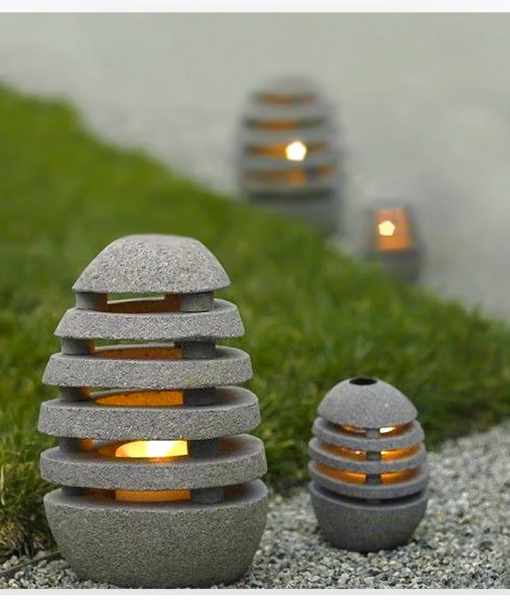Japanese Style Zen Temple Outdoor Simulation Egg Light Garden Villa Courtyard Outdoor Waterproof Lamp Landscape Led Lawn Lamp