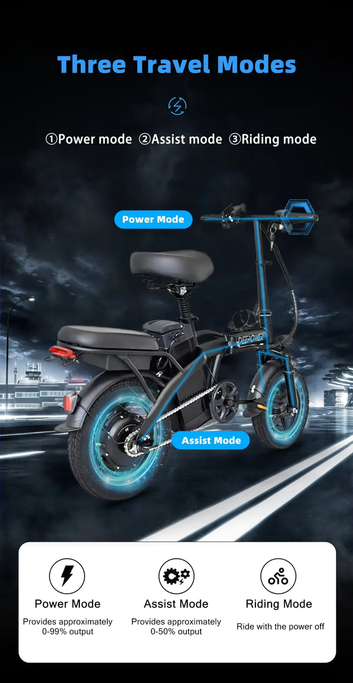 DEEPOWER K300 Electric Bike 400W 48V 30AH Adult Folding Electric Bicycle With Basket Mini Ebike for Urban Commuter Man Woman