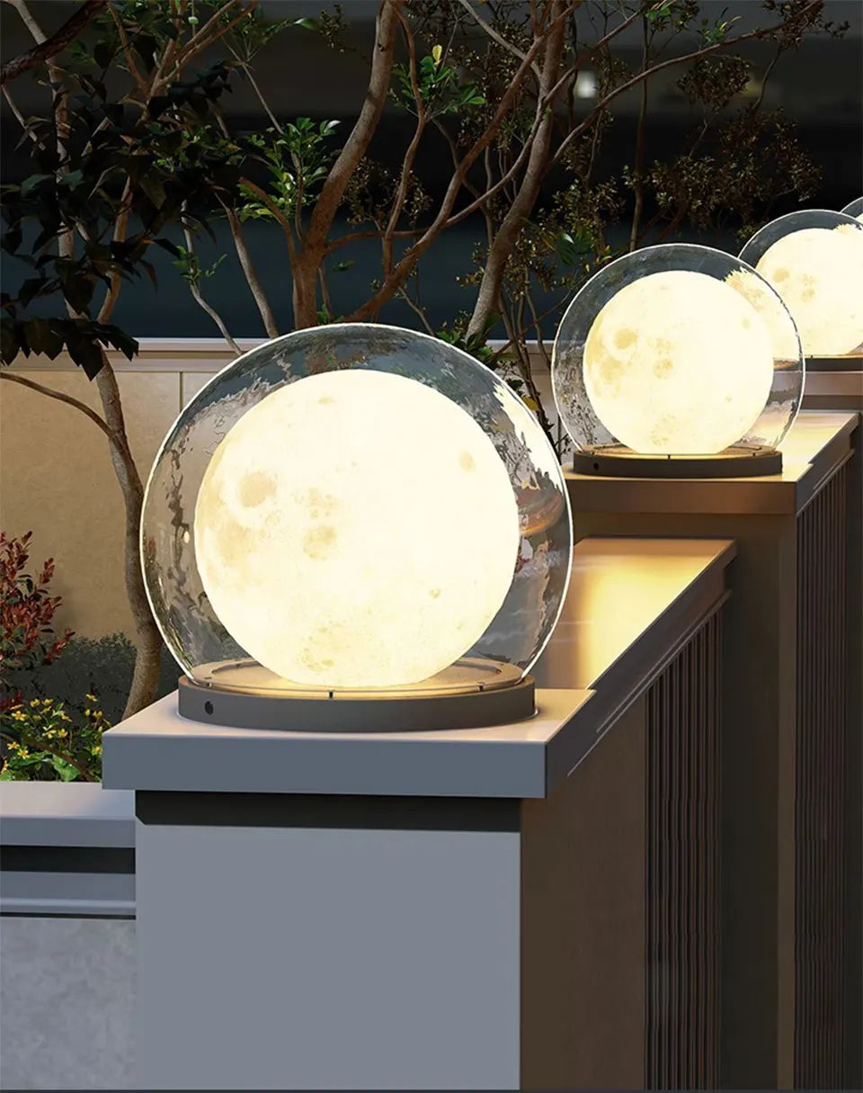 Creative Moon Pillar Lights Outdoor Waterproof LED Round Landscape  Garden, Courtyard Villa Lighting Fixture
