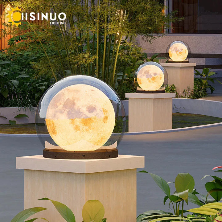 Creative Moon Pillar Lights Outdoor Waterproof LED Round Landscape  Garden, Courtyard Villa Lighting Fixture