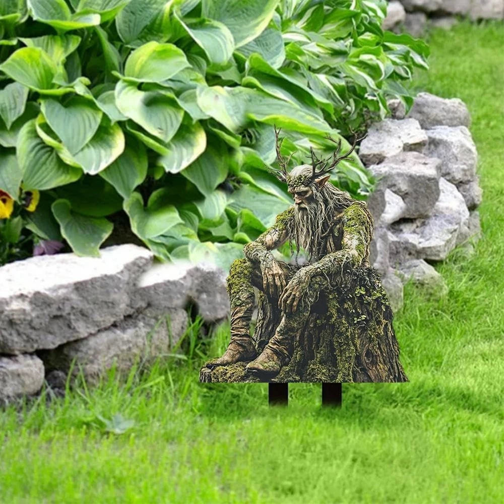 Garden Statues, Tree Elf Yard Sign Acrylic Ground Insert Waterproof Outdoor Decor