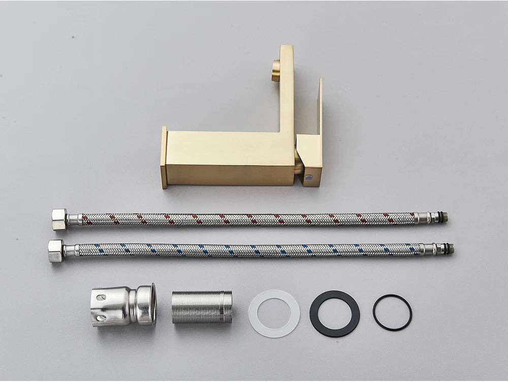 Brushed Nickel Basin Faucet Black Bathroom Faucet Deck Mounted Basin Sink Tap Mixer Hot & Cold Water Stainless Steel Faucet