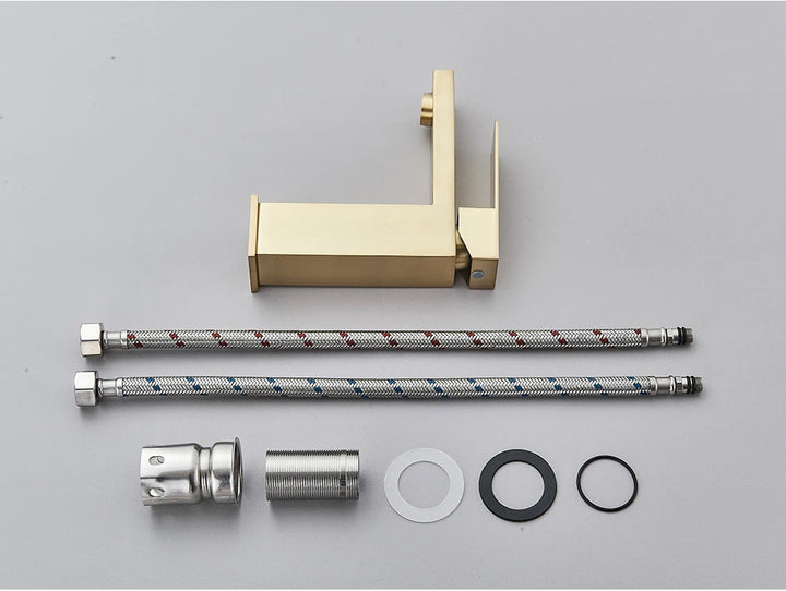 Brushed Nickel Basin Faucet Black Bathroom Faucet Deck Mounted Basin Sink Tap Mixer Hot & Cold Water Stainless Steel Faucet