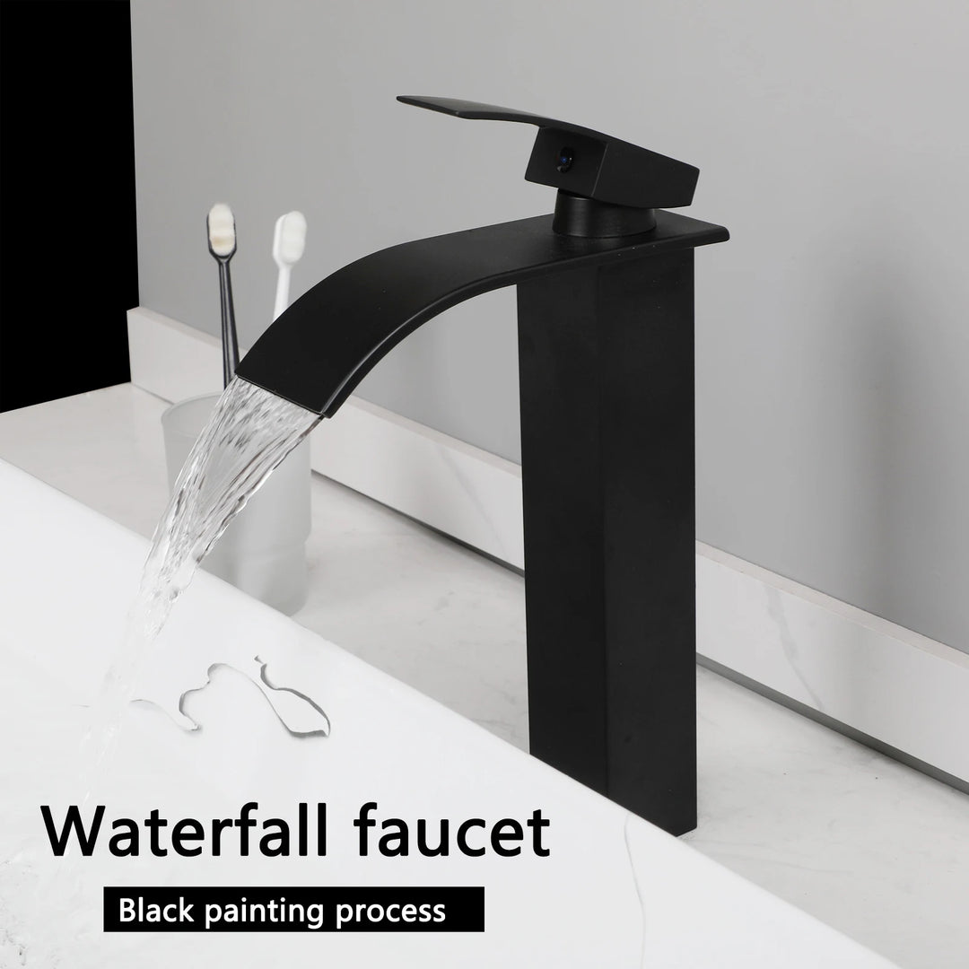 KEMAIDI Black Vanity Sink Rectangle Marble Bathroom Vessel Sink Above Counter Sinks for Bathrooms