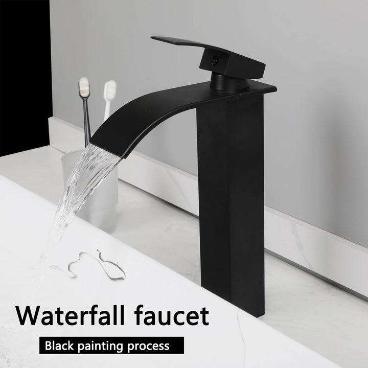 KEMAIDI Black Vanity Sink Rectangle Marble Bathroom Vessel Sink Above Counter Sinks for Bathrooms