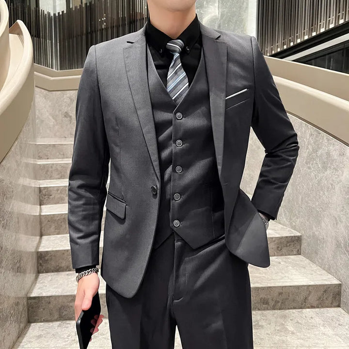 High Quality Business Casual Wedding (suit + Vest + Trousers) 2024 New Fashion Banquet Handsome Men's 3-piece Set  S-6XL