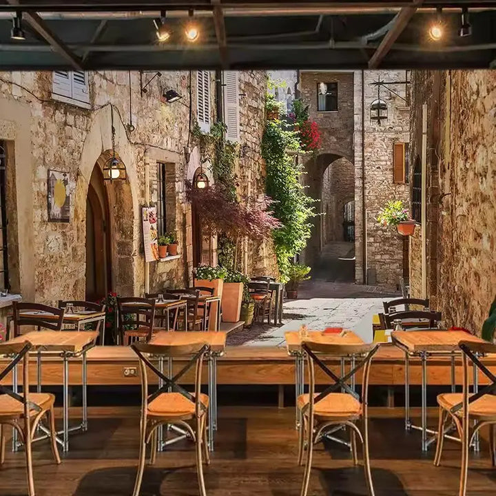 Custom 3D Photo Wallpaper Mediterranean Town Street View Retro Bar KTV Cafe Living Room Interior Decoration Wall Mural De Parede