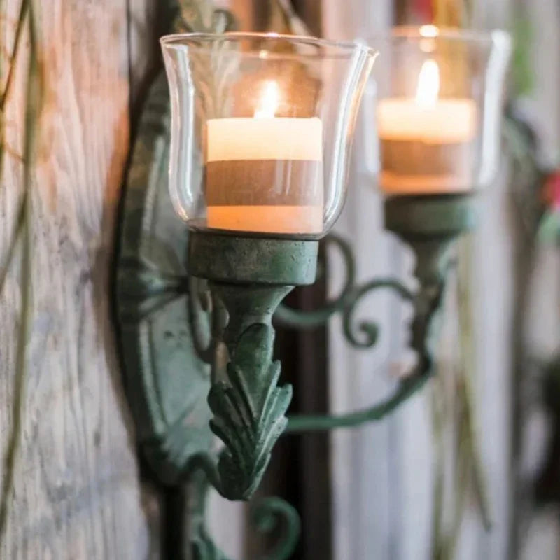 Juhan-Wall Hanging Candlestick, Wind Lamp, Retro Iron Art, Renovation Decoration, Grocery, Garden, Courtyard, French Style