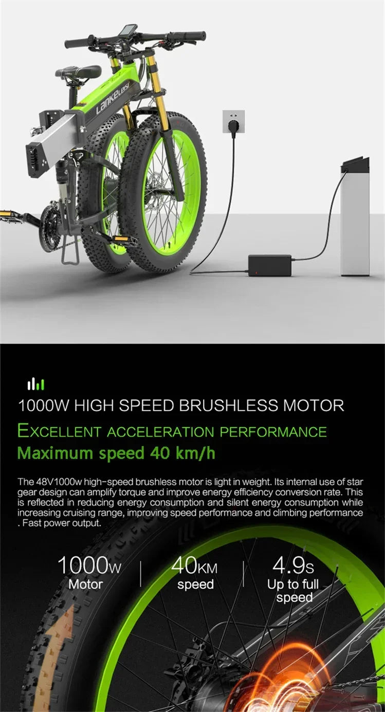 Ebike XT750 PLUS Adult 1000w48v17.5ah Battery Electric Bicycle 26 inch fat Tire Mountain Off road Electric Bicycle