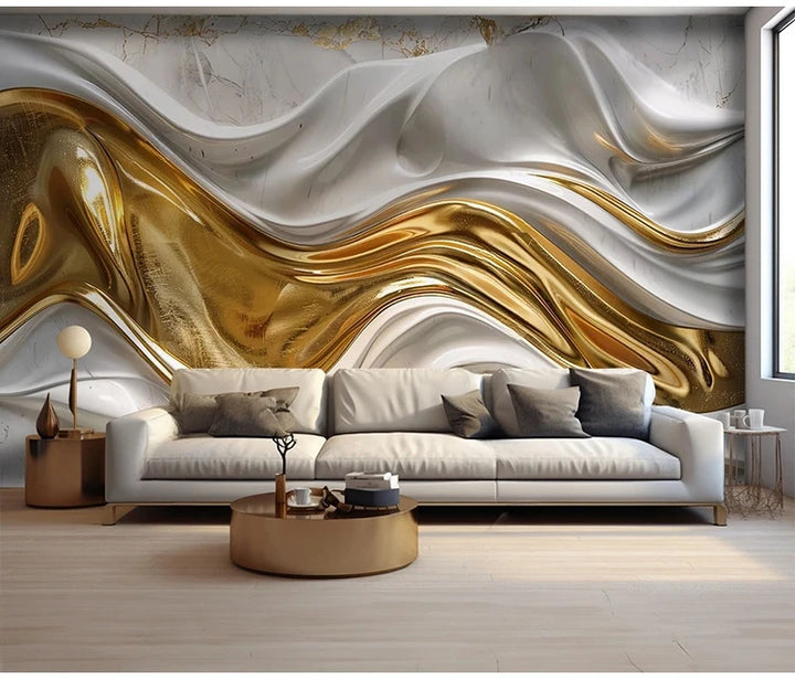 Custom Creative Abstract Black Gold Silky Lines Wallpaper Living Room Bedroom Study Creative Art Mural Background Wall 3D Decor