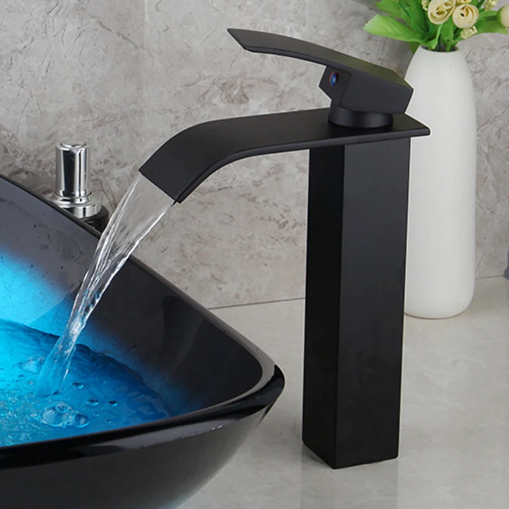 KEMAIDI Bathroom Sink Countertop Basin Bowl with Faucet Washroom Vessel Vanity Sinks Tempered Glass Basin Washbasin Faucet Set