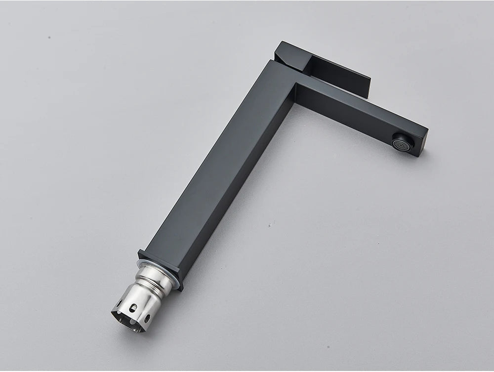 Brushed Nickel Basin Faucet Black Bathroom Faucet Deck Mounted Basin Sink Tap Mixer Hot & Cold Water Stainless Steel Faucet