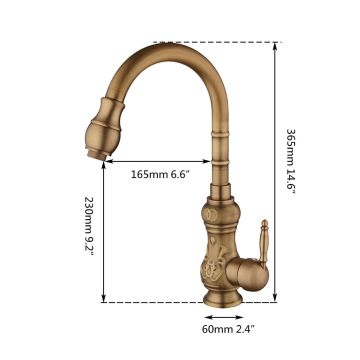 KEMAIDI Antique Brass Kitchen Sink Faucet Mixer Taps Swivel Vanity Solid Brass Basin Faucet Mixer Tap Faucet Deck Mounted