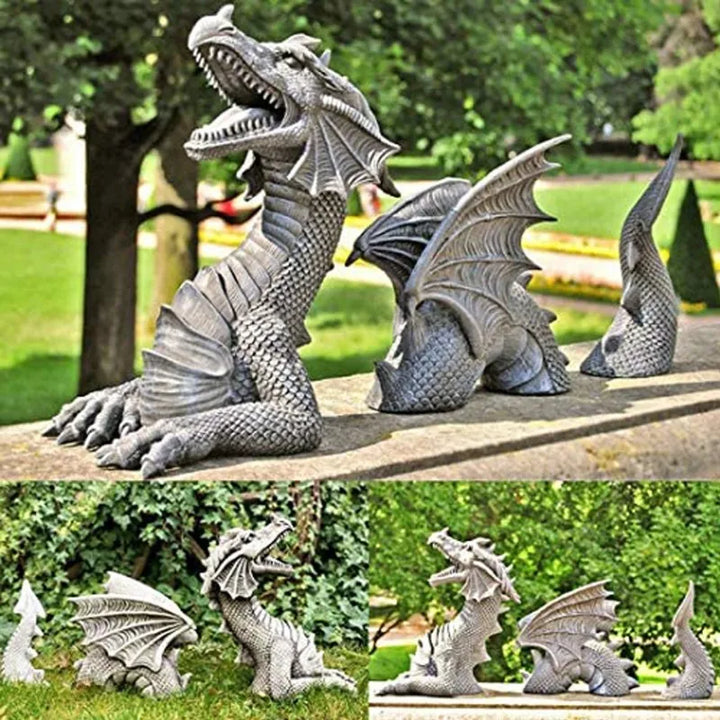 Dragon Resin Lawn Sculpture Gothic Fantasy Character Art Garden