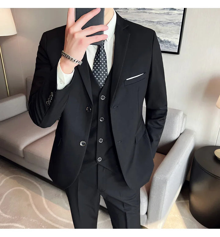 High Quality Business Casual Wedding (suit + Vest + Trousers) 2024 New Fashion Banquet Handsome Men's 3-piece Set  S-6XL