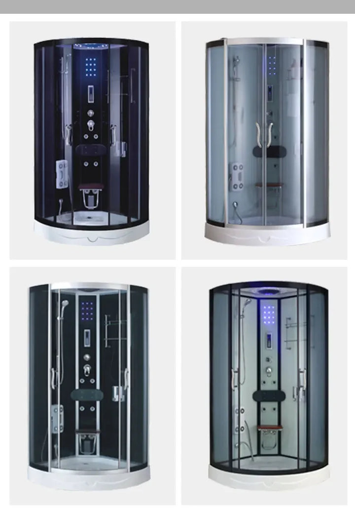 90x90 Corner Bath Room Black Color Design Hydro Massage and Steam Bathroom Shower Cabins