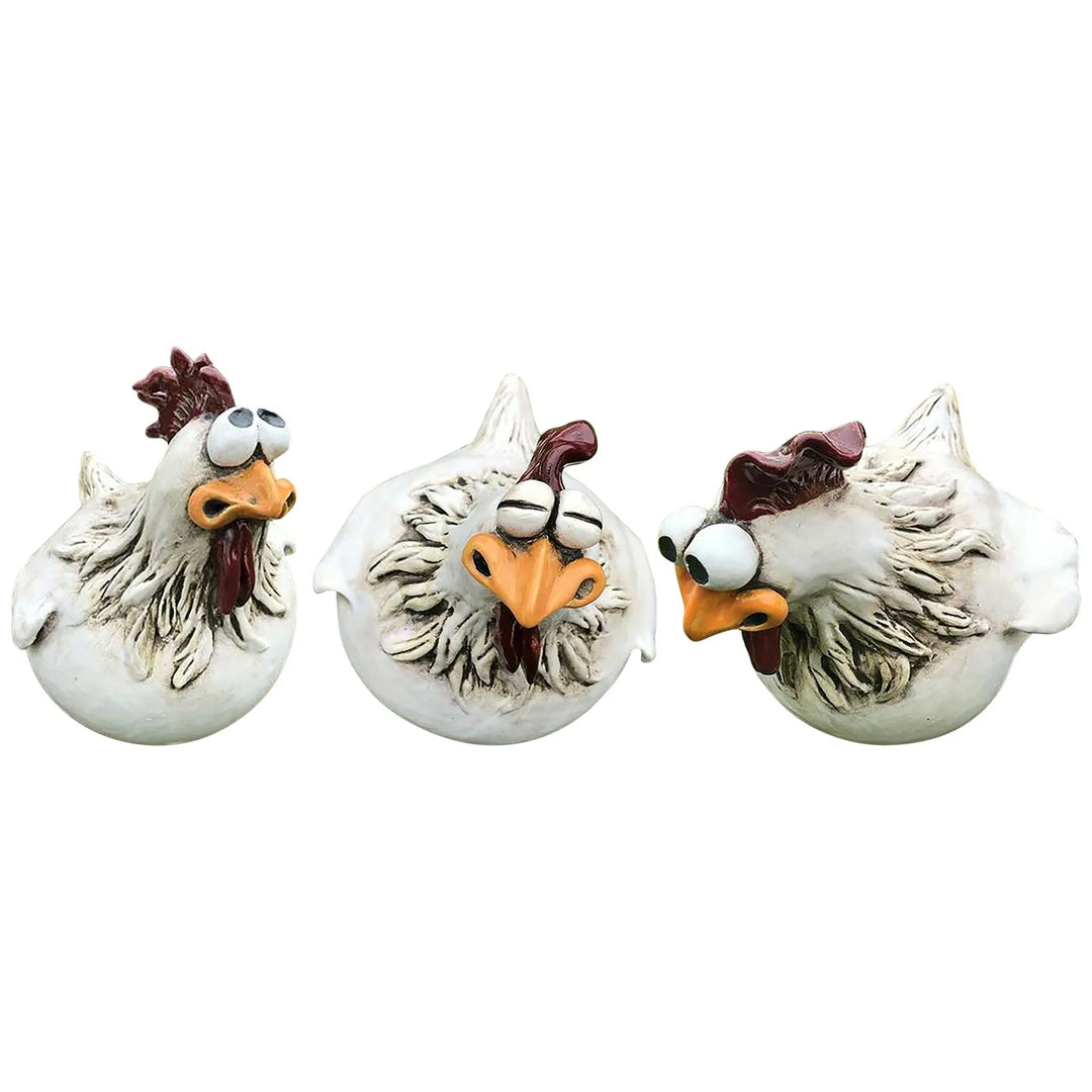 Chicken Sitting on Fence Decor Garden Statues for Fences Rooster Wall Art Yard Sculptures Farm Patio Lawn Decoration