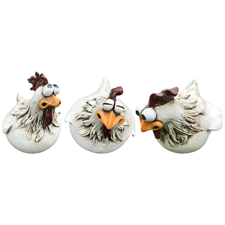 Chicken Sitting on Fence Decor Garden Statues for Fences Rooster Wall Art Yard Sculptures Farm Patio Lawn Decoration