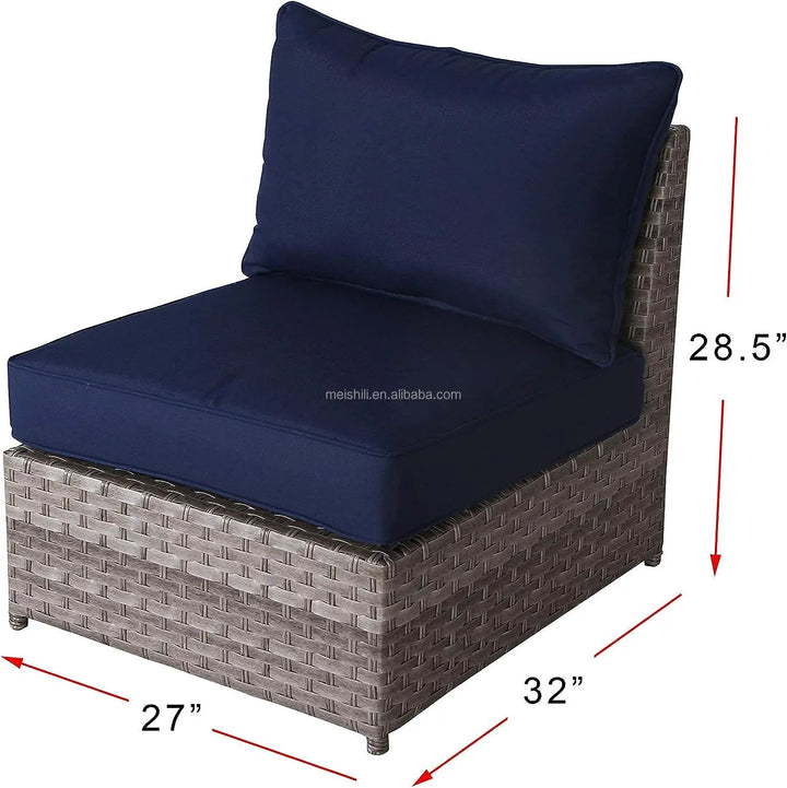 Contemporary Outdoor Garden Pe Rattan Wicker Sofa Furniture Set Of 9 Pieces