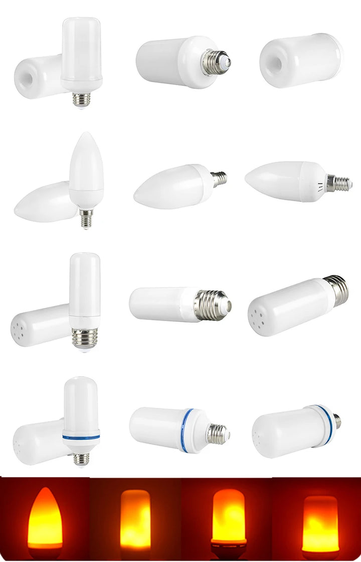 E14 E27 LED Flame Lamps B22 Corn Bulb Creative Flickering Effect Bulb AC85-265V LED Emulation Dynamic Flame Light