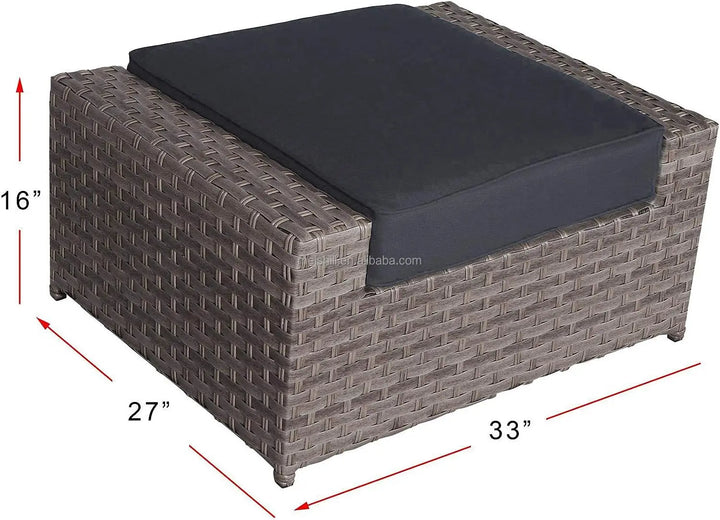 Contemporary Outdoor Garden Pe Rattan Wicker Sofa Furniture Set Of 9 Pieces