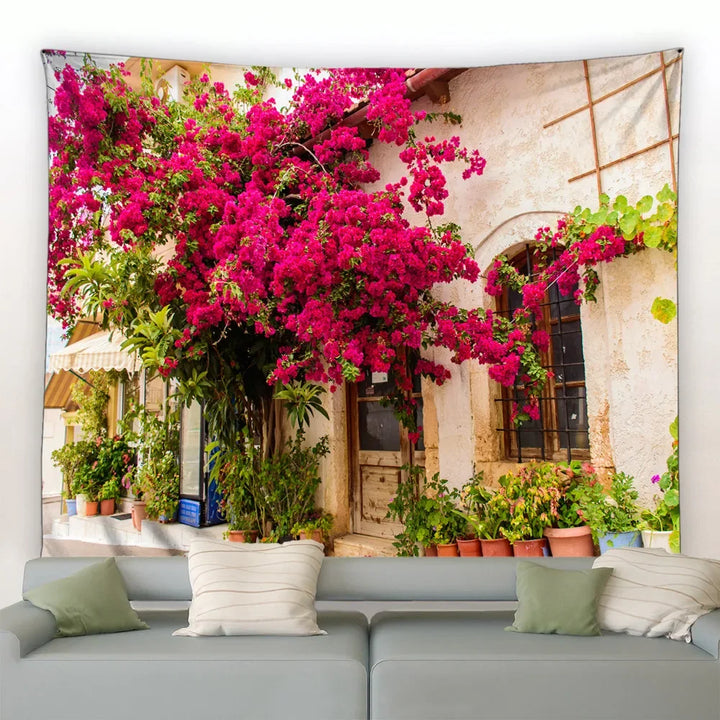 Landscape Wall Hanging Tapestry Ltaly Rural Small Town Street Architecture Retro Style Background Decor Hippie Bedroom Blanket