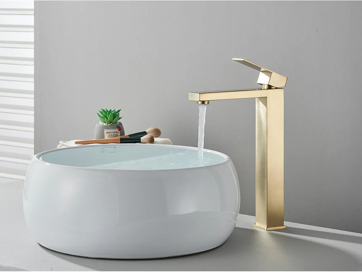 Brushed Nickel Basin Faucet Black Bathroom Faucet Deck Mounted Basin Sink Tap Mixer Hot & Cold Water Stainless Steel Faucet