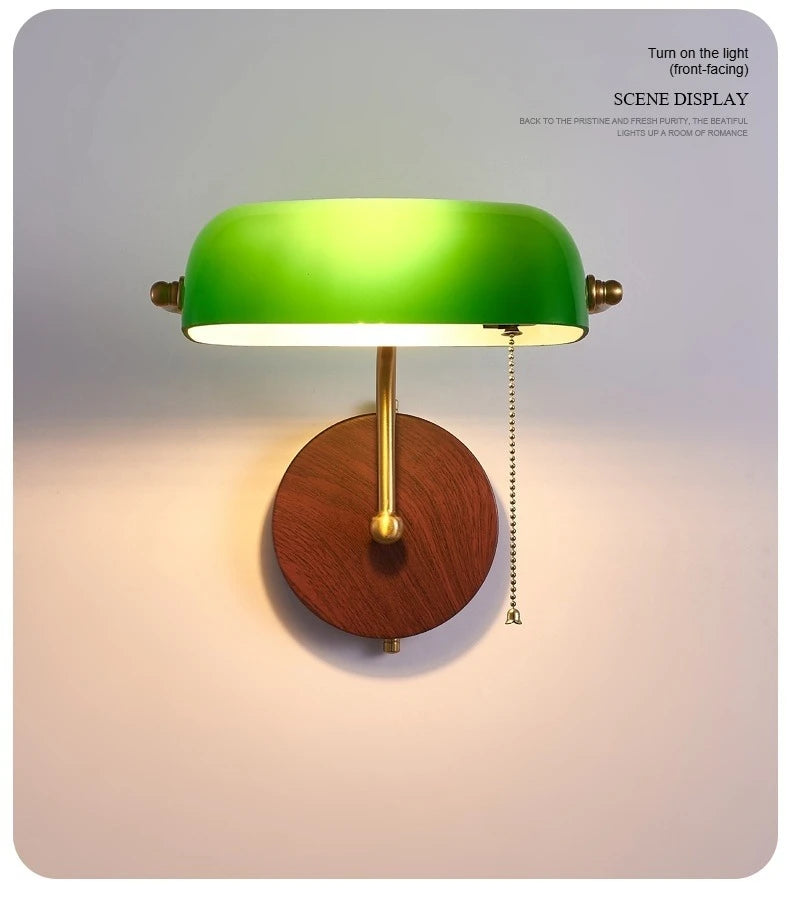 Retro Wall Lamp Entrance Courtyard Entrance Living Room Corridor Hotel Green Glass Cover Atmosphere Sconce